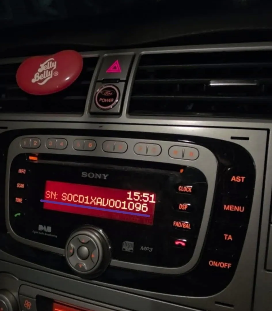 How to find car radio serial number on display screen without removal