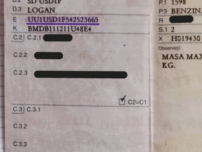 Récupérer code autoradio dacia avec carte grise numéro VIN