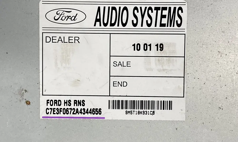 Ford Kuga Blaupunkt TravelPilot FX radio serial number sticker label C7E3F