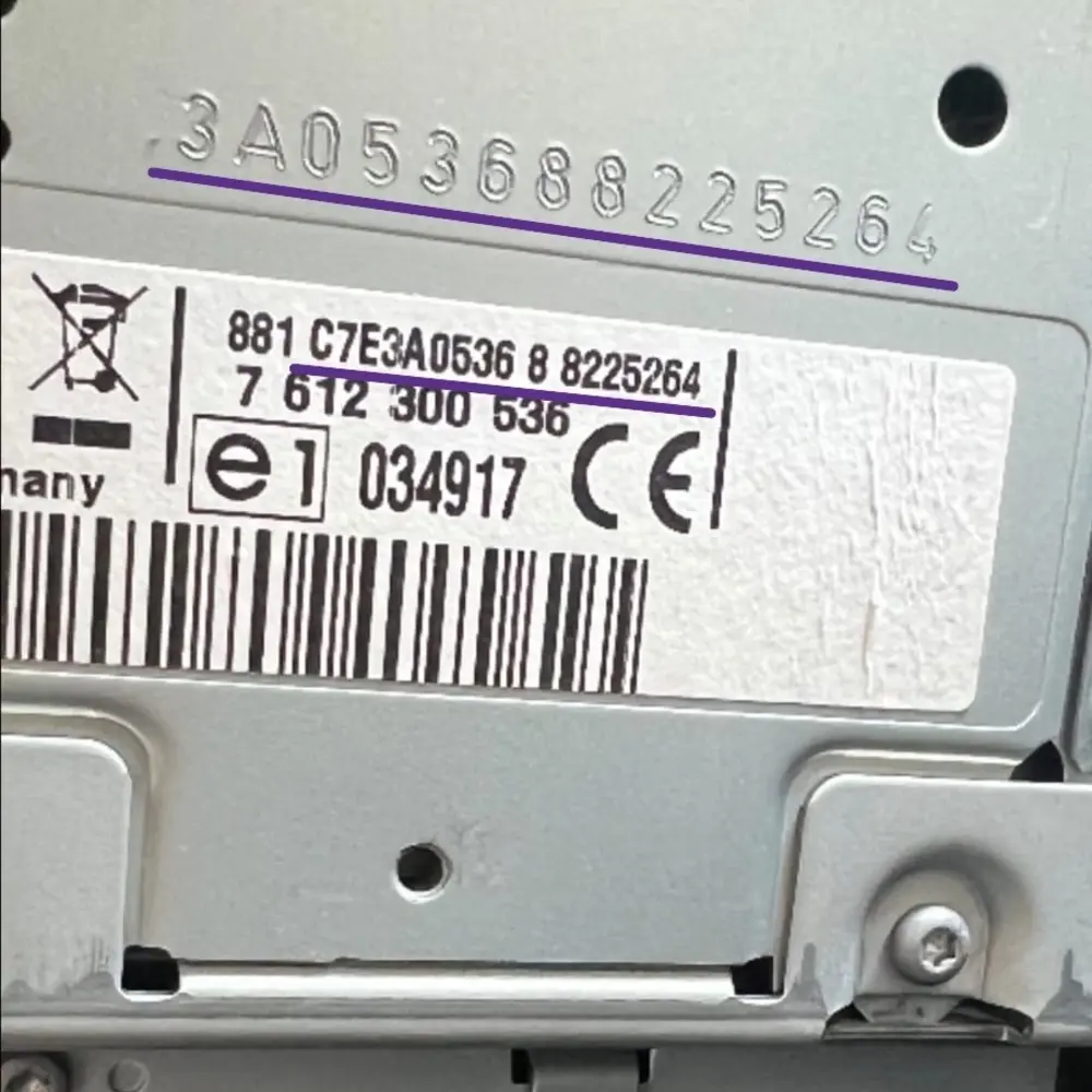 Ford TravelPilot EX FX NX serial number label sticker on metal casing example